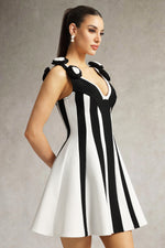 Load image into Gallery viewer, Serela Sleeveless V-Neck Flower Bandage Mini Dress