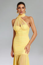 Load image into Gallery viewer, Ulasa Sleeveless Ruched Mesh Maxi Dress