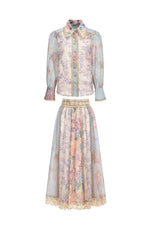 Lade Bild in die Galerieansicht, Ruby Long Sleeve Floral Printed Lace Top And Skirt Two-Piece Set