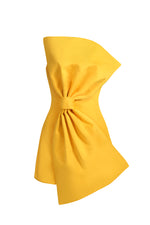 Load image into Gallery viewer, Majrela Bowknot Strapless Mini Dress - Yellow