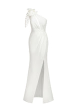 Load image into Gallery viewer, Locia One Shoulder Flower Cut Out Slit Maxi Dress
