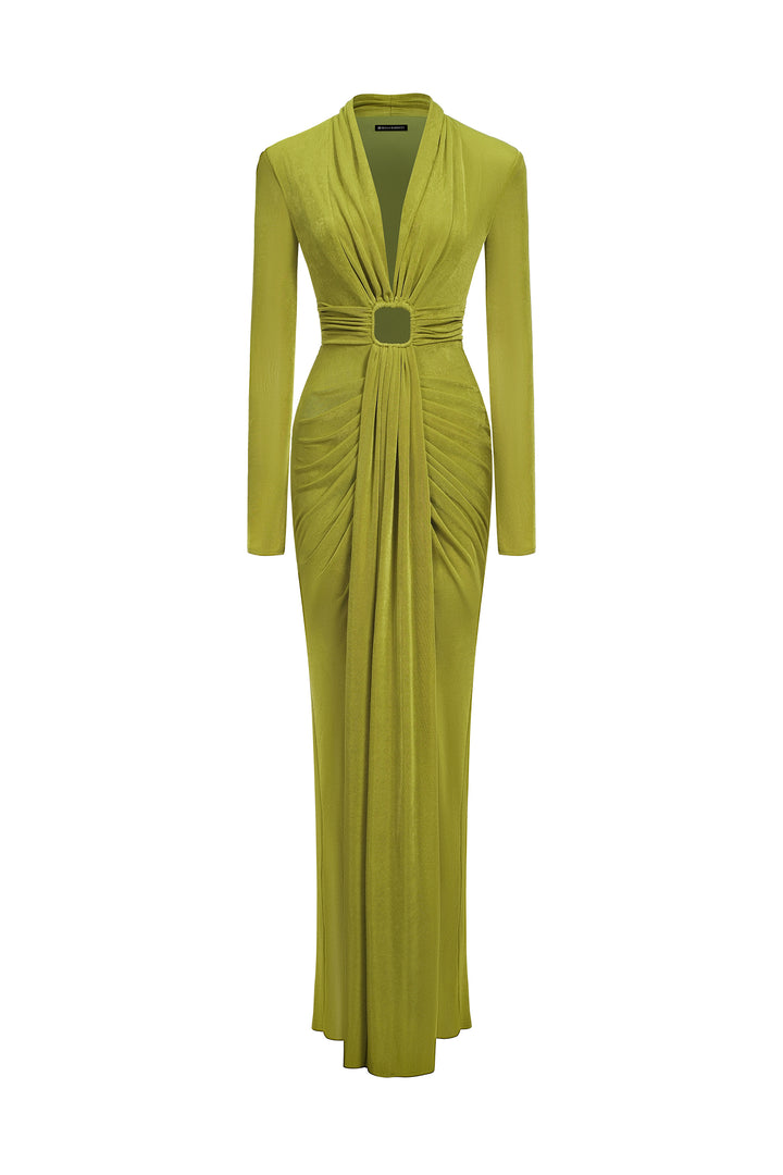Naomi V-neck Long Sleeves Maxi Dress