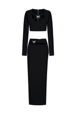 Load image into Gallery viewer, Susan Long Sleeves Hollow Out Butterfly Bandage Maxi Two-Piece Set