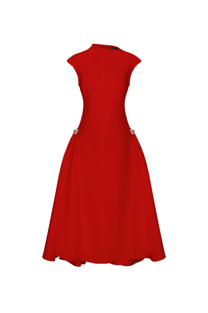 Paca Choker Sleeveless Red Maxi Dress
