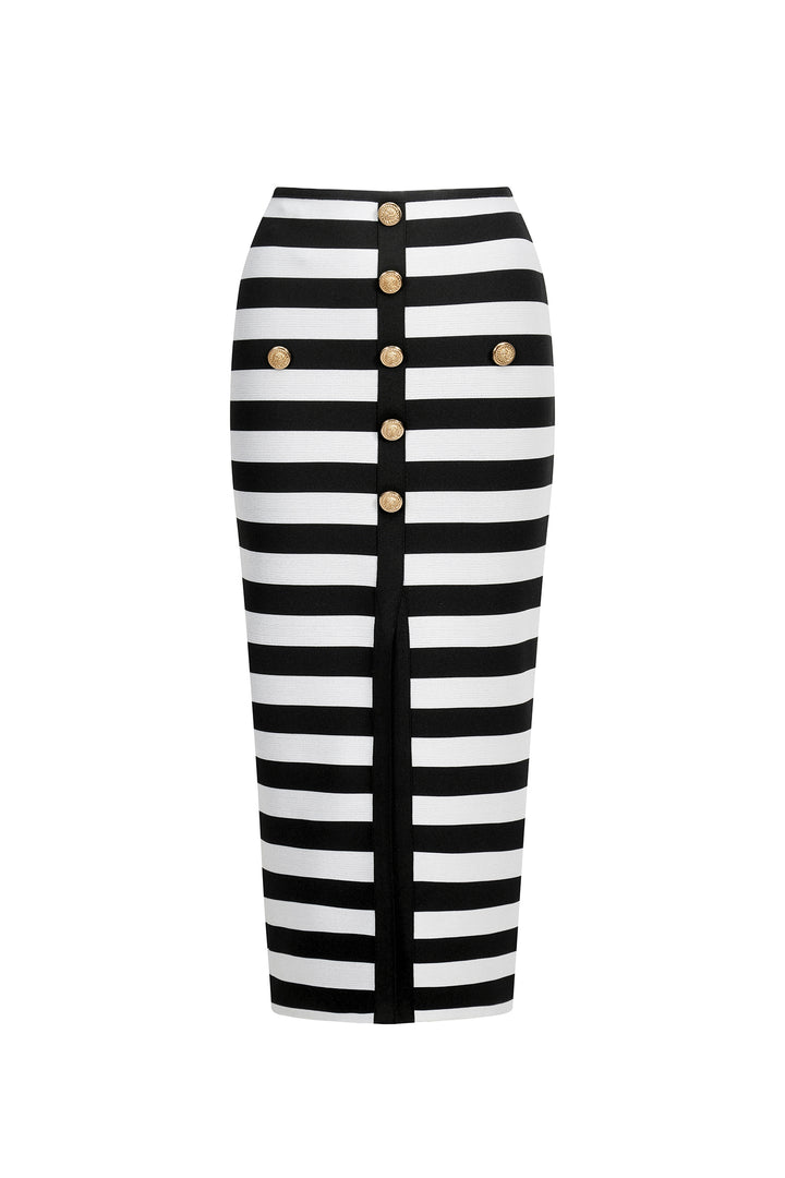 Martha Off-the-Shoulder Hollow Out Slit Bandage Midi Two-Piece Set