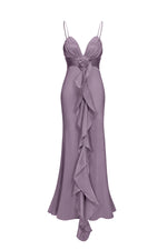 Load image into Gallery viewer, Yvonne Sleeveless V-Neck Flowers Flounce Purple Maxi Dress