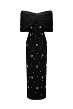 Load image into Gallery viewer, Soloma Off-the-Shoulder Diamond Maxi Dress