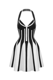 Eudora Halter Sleeveless Streak Bandage Mini Dress
