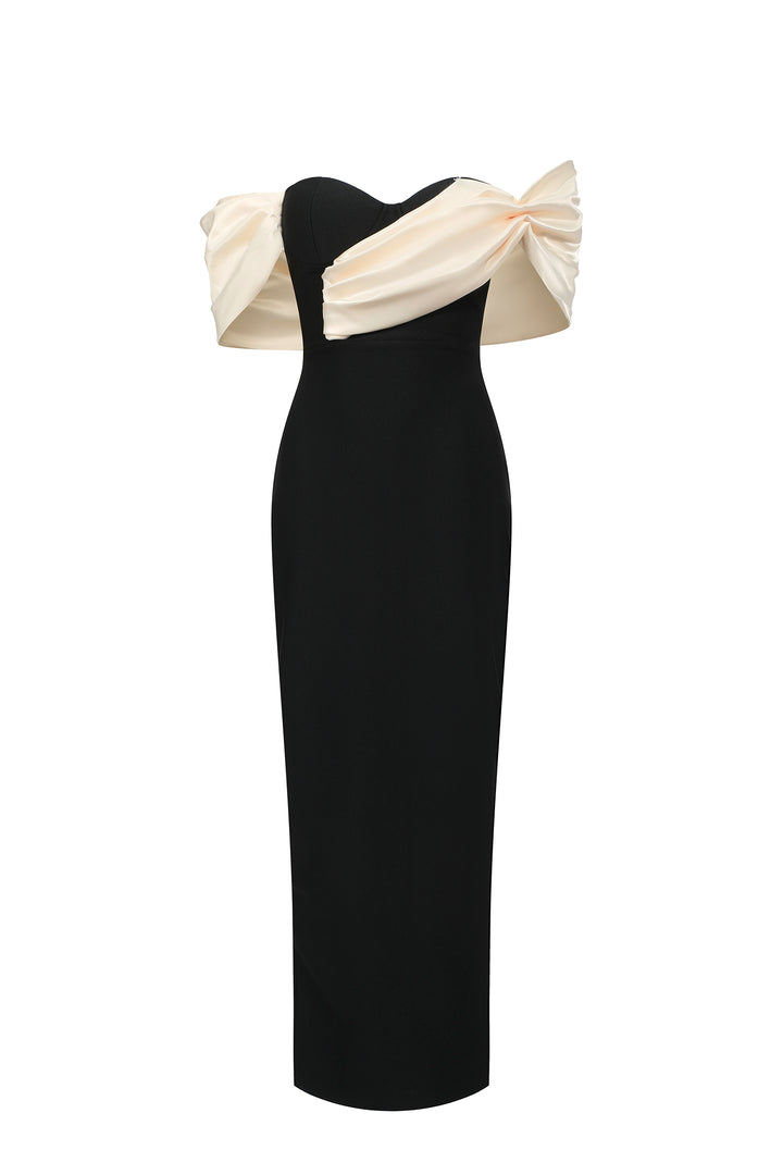 Lala Off-The-Shoulder Fold Bandage Maxi Dress