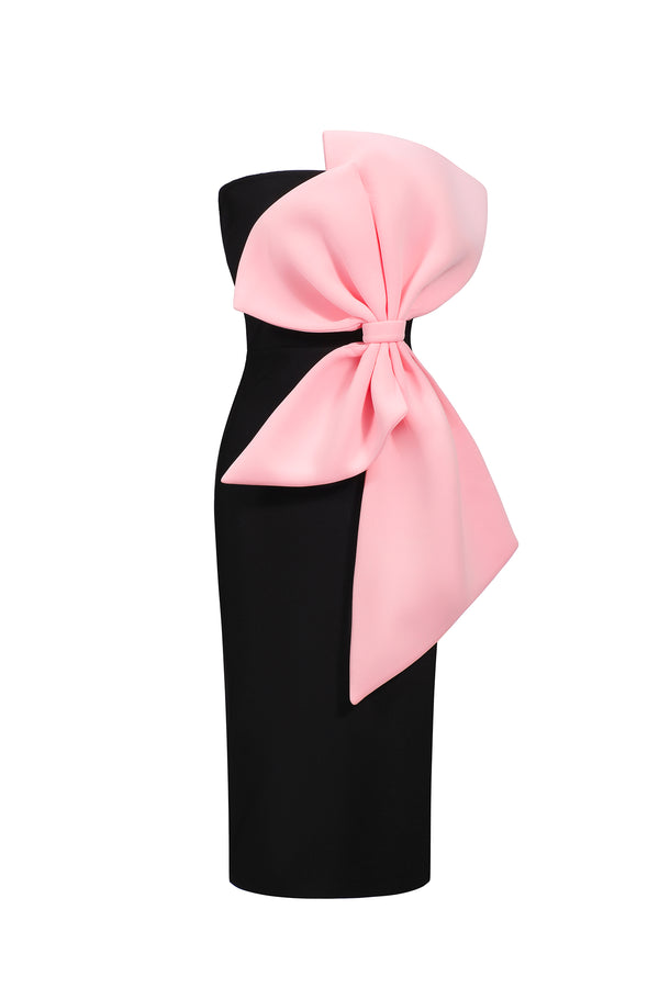 Eiffel Sleeveless Bow Bandage Mini Dress