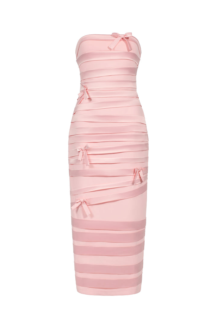 Gayu Sleeveless Bow Wrinkles Midi Dress