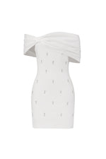 Load image into Gallery viewer, Verney Off The Shoulder Bow Diamond Bandage Mini Dress