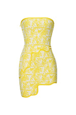 Lade Bild in die Galerieansicht, Trinaco Chic Contour Scalloped Print Yellow Bandage Top and Skirt Set