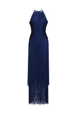 Lade Bild in die Galerieansicht, Sahara Chic Contour Halter Fringe Bandage Maxi Dress