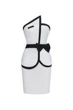 Lade Bild in die Galerieansicht, Erica Classic Slim Color Block White Bandage Crop Top And Mini Skirt Two-Piece Set