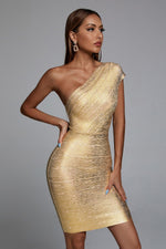 Load image into Gallery viewer, Lika Metallic Mini Cocktail Dress - Bellabarnett