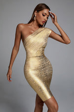 Load image into Gallery viewer, Lika Metallic Mini Cocktail Dress - Bellabarnett