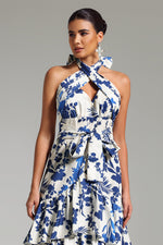 Load image into Gallery viewer, Ninon Halterneck Printed Layered Maxi Dress