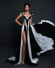 Omega Sleeveless V-Neck Flrs Bandage Maxi Dress