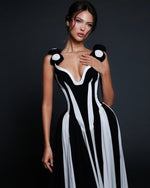 Load image into Gallery viewer, Omega Sleeveless V-Neck Flrs Bandage Maxi Dress