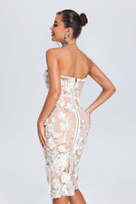 Load image into Gallery viewer, Oval Lace Tube Midi Dress