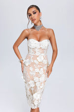 Load image into Gallery viewer, Oval Lace Tube Midi Dress