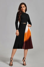 Load image into Gallery viewer, Reese Gradient Patchwork Pleated Midi Dress