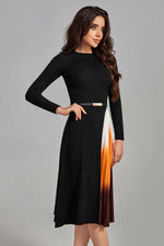 Load image into Gallery viewer, Reese Gradient Patchwork Pleated Midi Dress