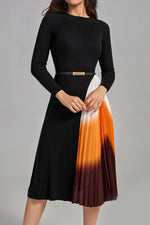 Load image into Gallery viewer, Reese Gradient Patchwork Pleated Midi Dress