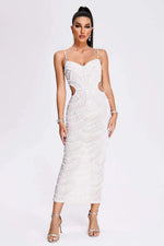 Load image into Gallery viewer, Teresa Pearl Sequin Midi Dress